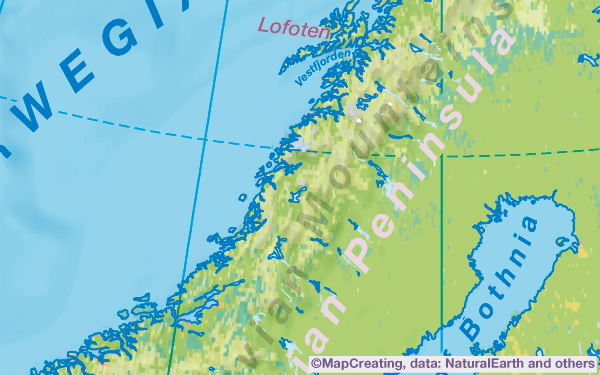 Landskapskarta, skala 1:20 000 000, Nordeuropa, sätt att skapa kartor