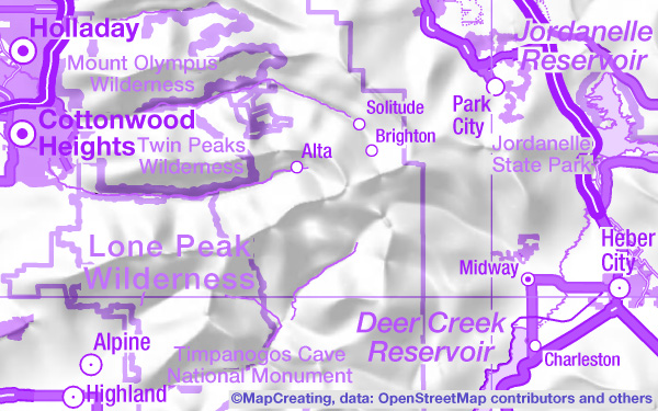Nature conservation map, scale 1:900,000, United States, purple manner (RGB)